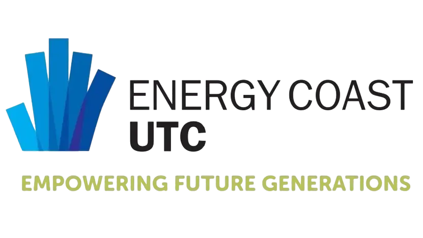 Energy Coast UTC logo with blue geometric shapes and the slogan ‘Empowering Future Generations.