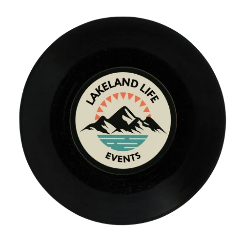 Lakeland Life Events logo on a vinyl record